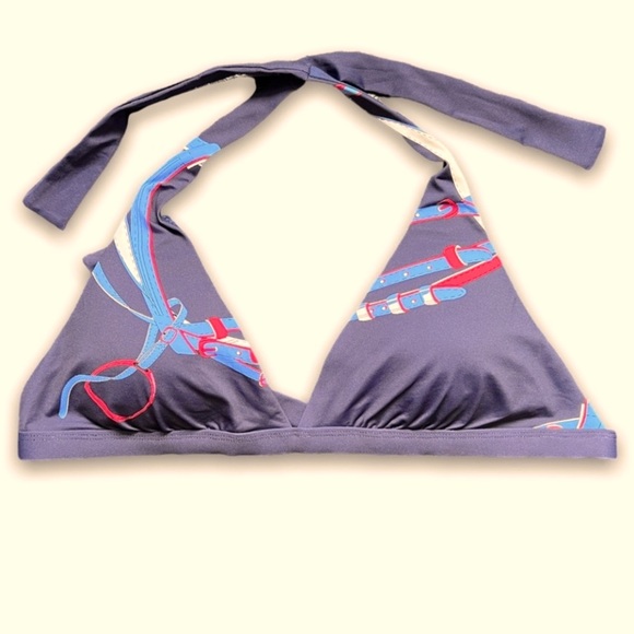 J. McLaughlin Malibu Bikini Monterrey Belts Red White + Blue on Navy Halter